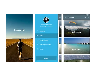 Travel diary concept android apple application concept creative design freebies ios material mobile travel visualdesign