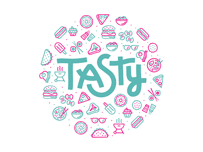 tasty lockup burger donut food icon logo pizza tasty