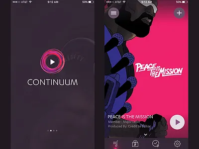 Continuum Music App android app design colorful ios 8 ios 9 iphone mobile app ui design