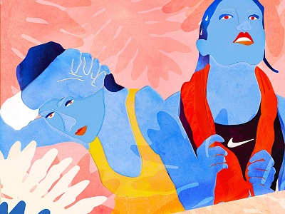 Sweat Sisters digital art exercise fitness illustration paper craft people women