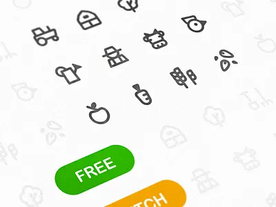 Free Farm Vector Icons apple carrot cock cow farm farmer free freebie icons sketch tractor tree