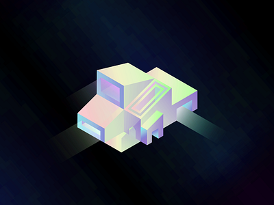 This is the House that Neon Jesus Built architecture holograph illustrator isometric neon