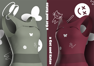 Gym suit combined with compression tights // a Cat und Katze design fashion graphic design gym jersey running sportswear work out workout