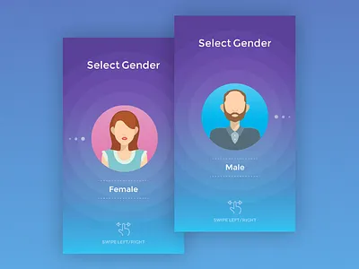 Gender Selection Screen avatars colorful female flat gender gestures male mobile mobile first responsive selection swipe