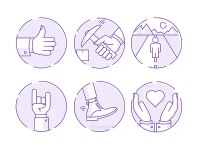 Line Icons careful good hand icons illustration job lines rock shoe
