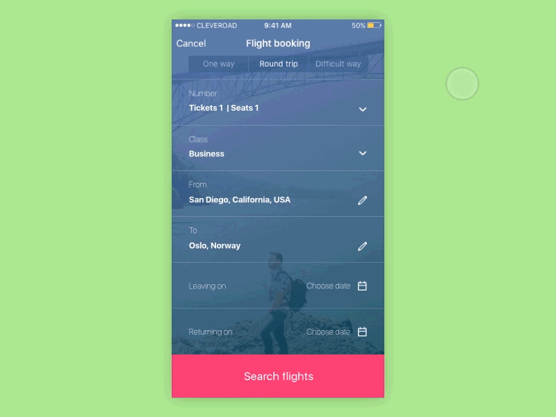 Flights Search booking flight search gif icons interface ios ios design search tickets travelling ui voyage