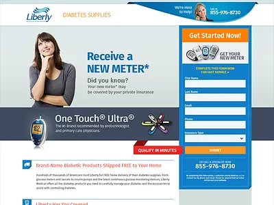 Diabetes Landing design flat design interface landing layout minimal web