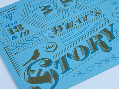 What’s The Story? Mockingbird Conference bookmark conference french paper gold metallic obsidian ornate perforation storytelling