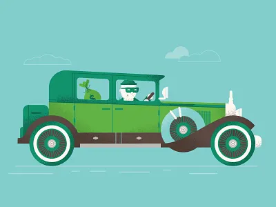 Bank Robber bank car clouds illustration money robber texture vector