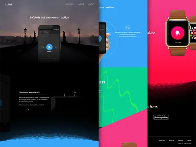Alert App Landing Page alert app colourful concept danger landing page web website