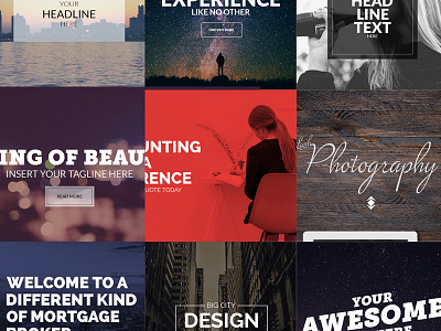 9 Hero Unit Banners full width image hero unit home page photography splash screen web design website