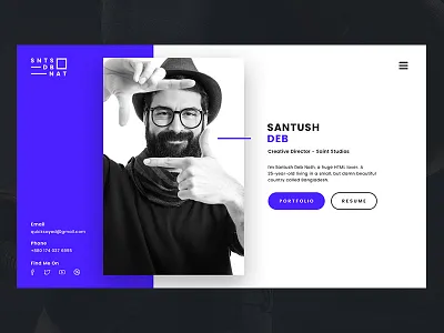 Personal VCard 2016 clean modern personal portfolio resume simple site ui ux vcard web