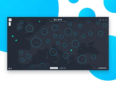 One million tweet map blue cluster data engine google map tweet ui ux