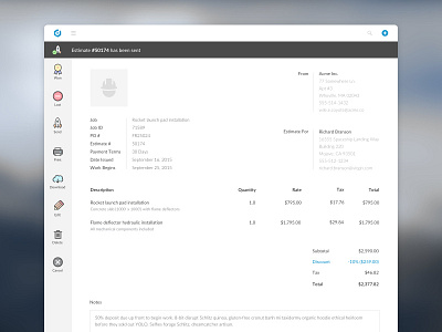 Estimate billing estimate ui user interface ux