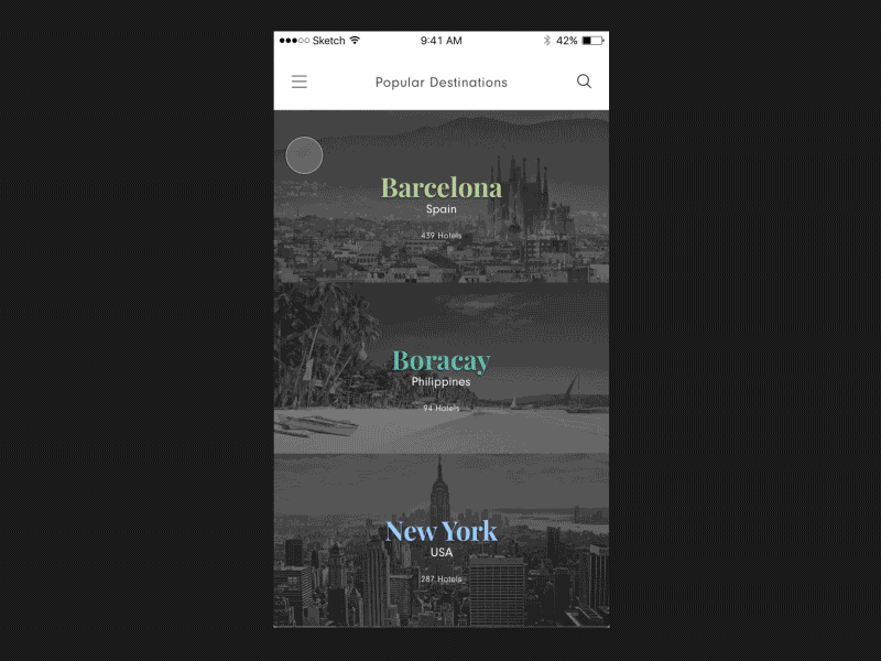 Hotel Booking Concept booking hotel iphone mobile motion principle ui user interface ux