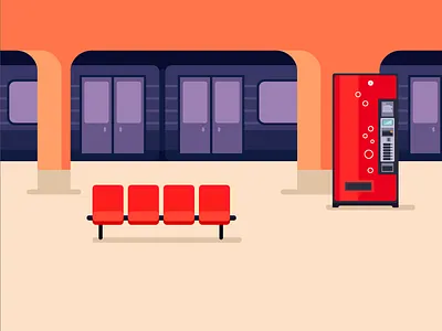 Subway Station dribbble first shot flat hello nice to meet you station subway underground vending machine
