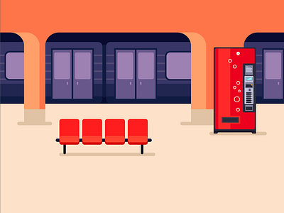 Subway Station dribbble first shot flat hello nice to meet you station subway underground vending machine