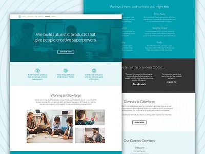 Glowforge Careers Page careers grid landing page laser redesign single page ui wip