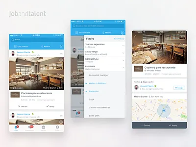 Job Feed animated cards flat iphone 6 job mockups pixate prototype sketch suggestions tinder