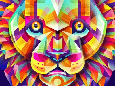 Colorful lion animal colorfull design flat lion vector