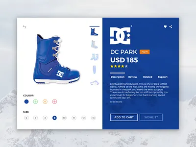 Daily UI #003 - Item Details 003 boot card dc details item landing page snowboard ui