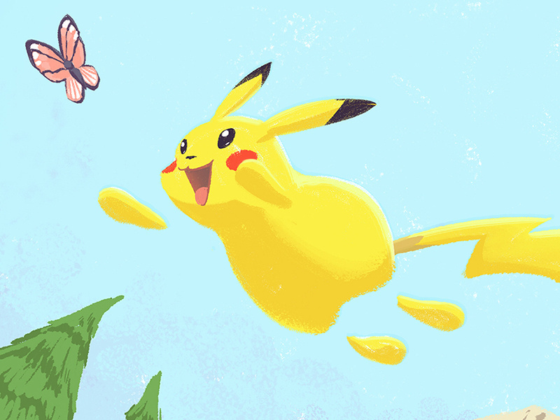 Example of Pikachu Oil Pastel Brush Test