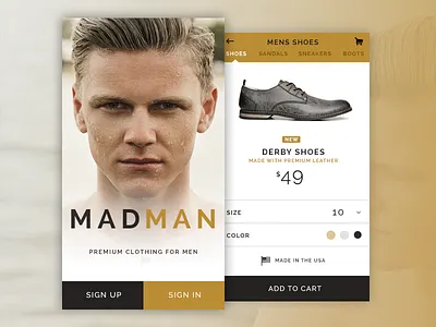 Madman Mobile Store Concept app gold ios light minimal mobile sign in store ui