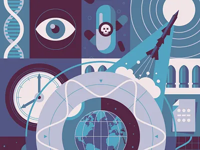 Omega - Spy Gadgets bullet clock dna illustrations morse code omega pill rocket watches