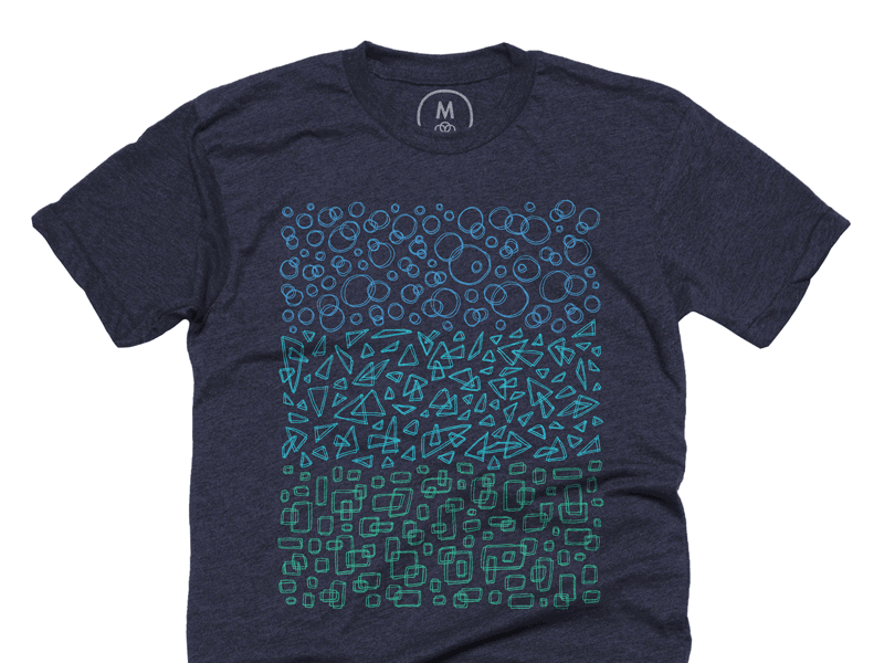 Geometric Trinity Shirt blue circles cotton bureau doodles drawing geometric green shirt square teal triangles trinity