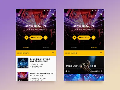 Club Events (Material Design) albums android app design events material material design mobile ui