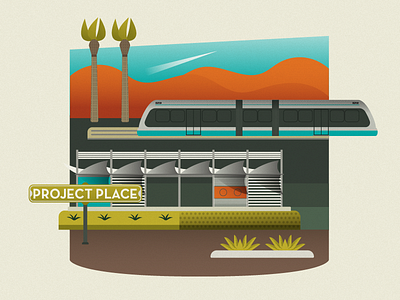 Style Test 2 flat design geometric gradient hills landscape light rail map mid century patterns station