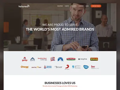 Tatango Homepage clean flat landing marketing page red simple sms