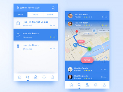 Shorter Way App app bright clean dailyui design ios mobile shadow sketch ui ux