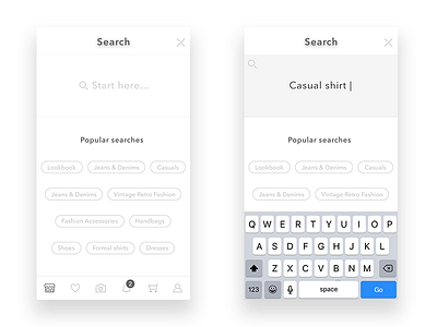 Search - exploring new styles app clean fashion ios minimal mobile ui mobile us qwerty search