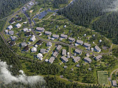 Fachwerk village in Borki 3d 3dsmax archviz birds eye corona coronarender exterior fachwerk gorkstudio photoshop