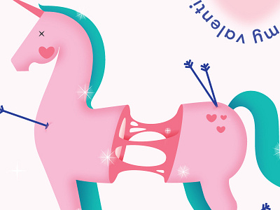 Will you be my Valentine? animal arrow dark dead heart horse illustration limb love magic unicorn valentine
