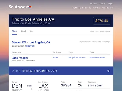 Air Travel Summary airline exploration flight sketch southwest travel ui user interface