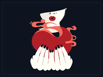 Valentine's day illustration bat black blood hands heart lips minimalist plump red visualcookies woman