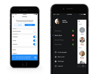 Settings/Menu app application door gadget ios iphone lockitron menu redesign settings ui ux