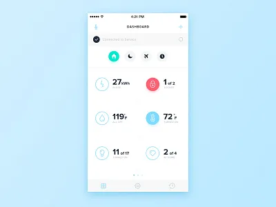 Smart Home / Dashboard app clean dashboard icons ios iphone mobile smarthome ui ux wireframe