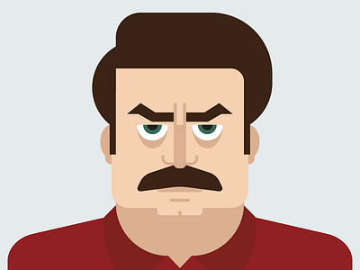 Ron Swanson flat free geometric illustration portrait vector