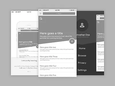 News App Wireframes article blog discover flowmap ios iphone prototype social ui ux wireframe