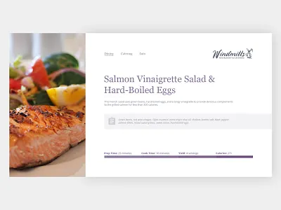 Windmill Card card flat material minimal reciepe restaurant ui ux