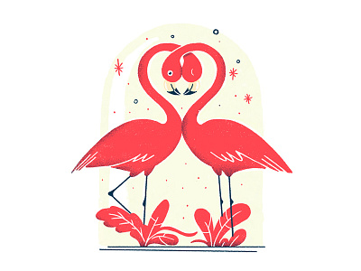 Body Talk flamingo illustration linework red romantic textures vintage