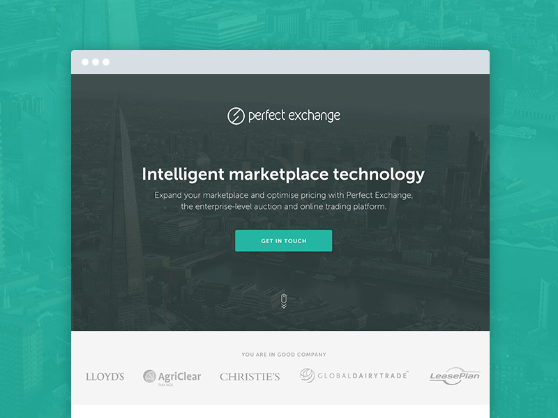 Perfect Exchange landing page counter cta form icons landing page