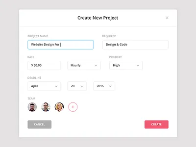 Create Modal clean create modal new project ui