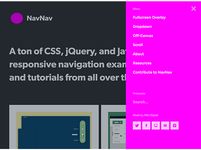 navnav.co menu navigation off canvas responsive menu