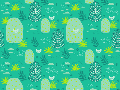 Landscape Pattern Exploration birds illustration landscape pattern pattern design surface design trees