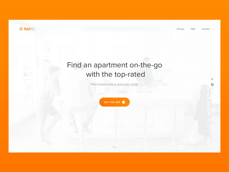 Rental Landing Page about animation app appearing cards eleken filter ios landing rental