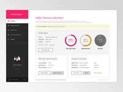 Site5 Backstage UI admin clean dashboard ia iconography minimal ui ux
